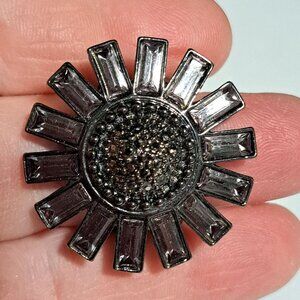 Black sunflower ring with stones NRT stamps elastic band